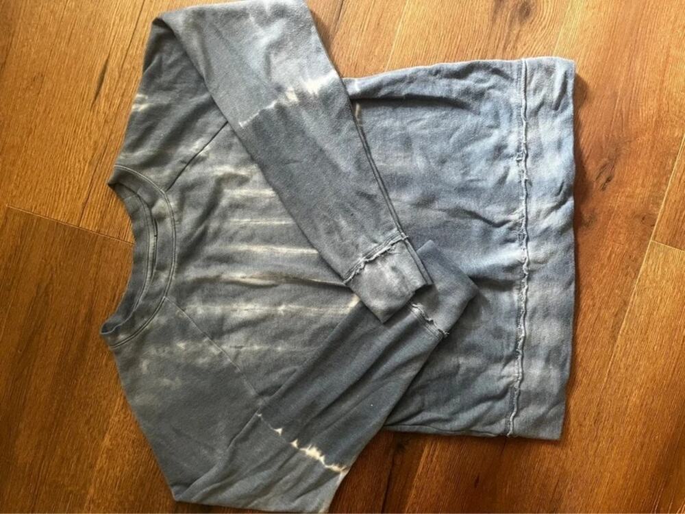 a.n.a. Blue Gray Tie-Dye Exposed Seam Crewneck Sweatshirt Small